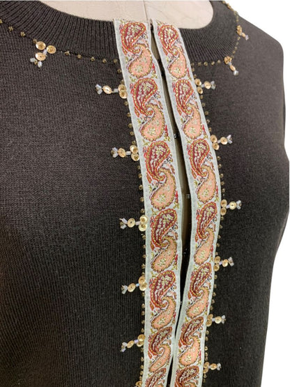Size XL New York & Co Womens New Cardigan Sweater Embellished Brown