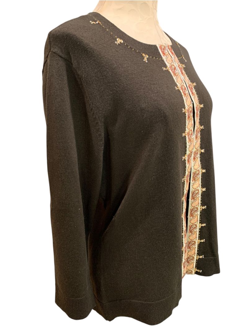 Size XL New York & Co Womens New Cardigan Sweater Embellished Brown
