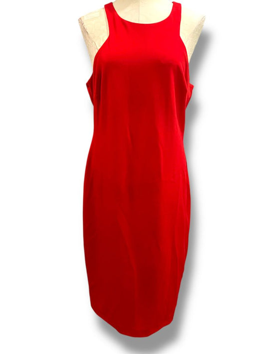 Size 14 Belle Badgley Mischka Red Midi Sheath Dress New Sleeveless