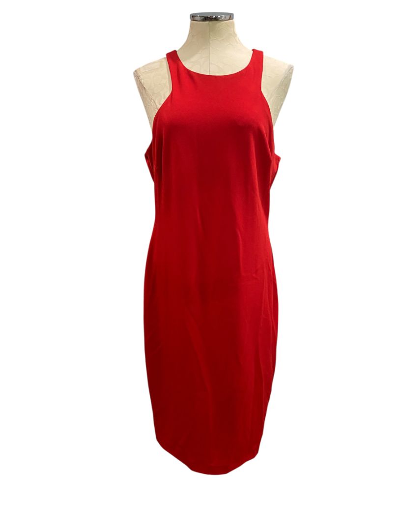 Size 14 Belle Badgley Mischka Red Midi Sheath Dress New Sleeveless