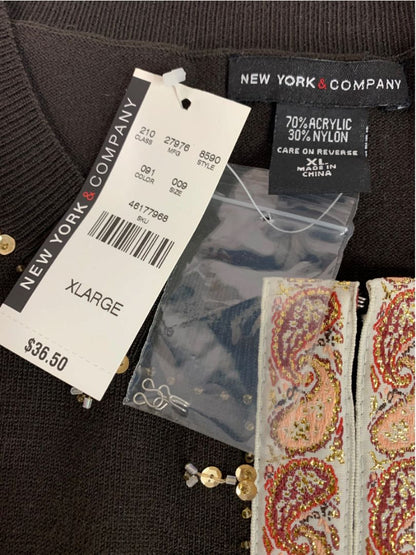Size XL New York & Co Womens New Cardigan Sweater Embellished Brown