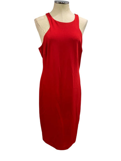 Size 14 Belle Badgley Mischka Red Midi Sheath Dress New Sleeveless