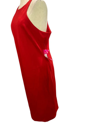 Size 14 Belle Badgley Mischka Red Midi Sheath Dress New Sleeveless