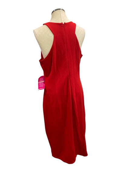 Size 14 Belle Badgley Mischka Red Midi Sheath Dress New Sleeveless