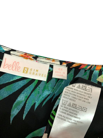 Size 4X Belle Kim Gravel Womens Plus Size Aloha Tropical Poncho Blouse