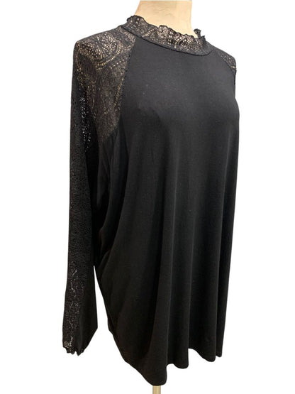 Size 4X Torrid Super Soft Knit Womens Black Lace Sleeve Shirt Pullover