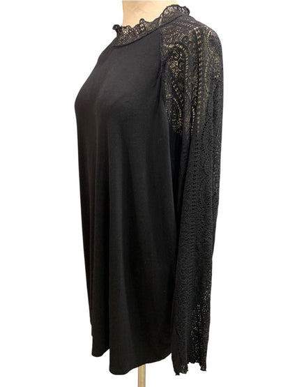 Size 4X Torrid Super Soft Knit Womens Black Lace Sleeve Shirt Pullover