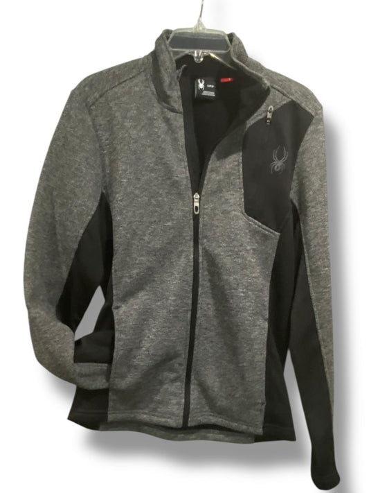 Size Small Spyder Mens New Polar Marbled Full Zip Jacket Gray Black