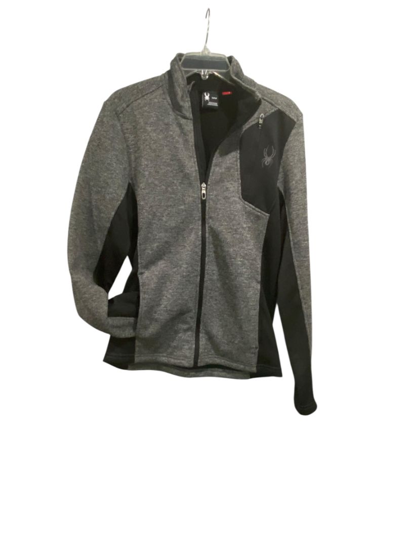 Size Small Spyder Mens New Polar Marbled Full Zip Jacket Gray Black