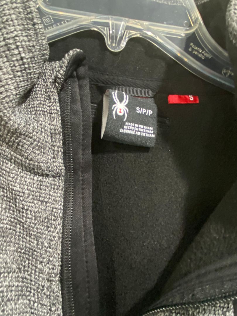 Size Small Spyder Mens New Polar Marbled Full Zip Jacket Gray Black