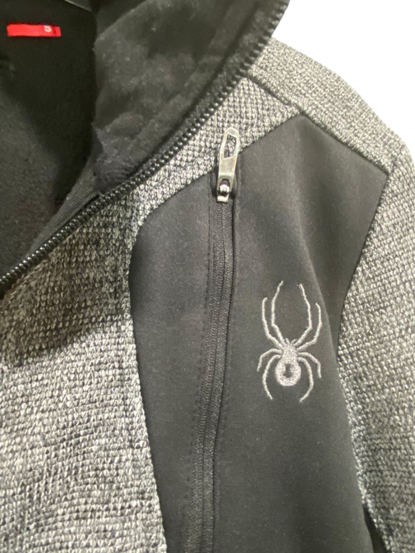 Size Small Spyder Mens New Polar Marbled Full Zip Jacket Gray Black