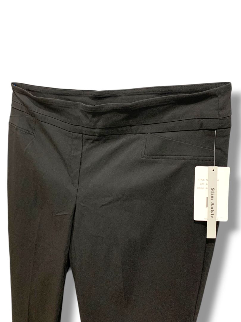 Size 24W Zac & Rachel Woman New Black Slim Ankle Pull On Pants Plus Size