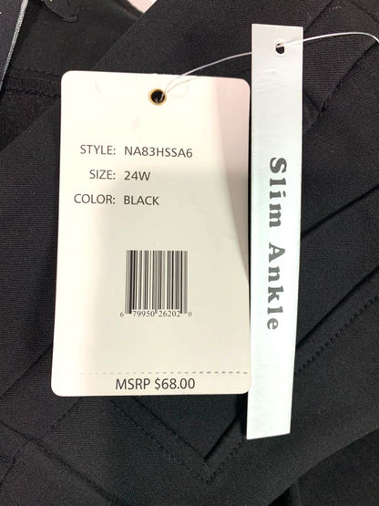 Size 24W Zac & Rachel Woman New Black Slim Ankle Pull On Pants Plus Size