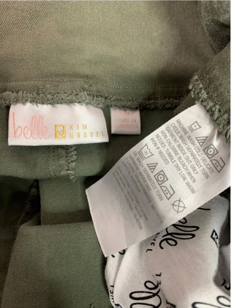 Size 20WP Belle by Kim Gravel Womens Olive Green Pull On Jeans Petite