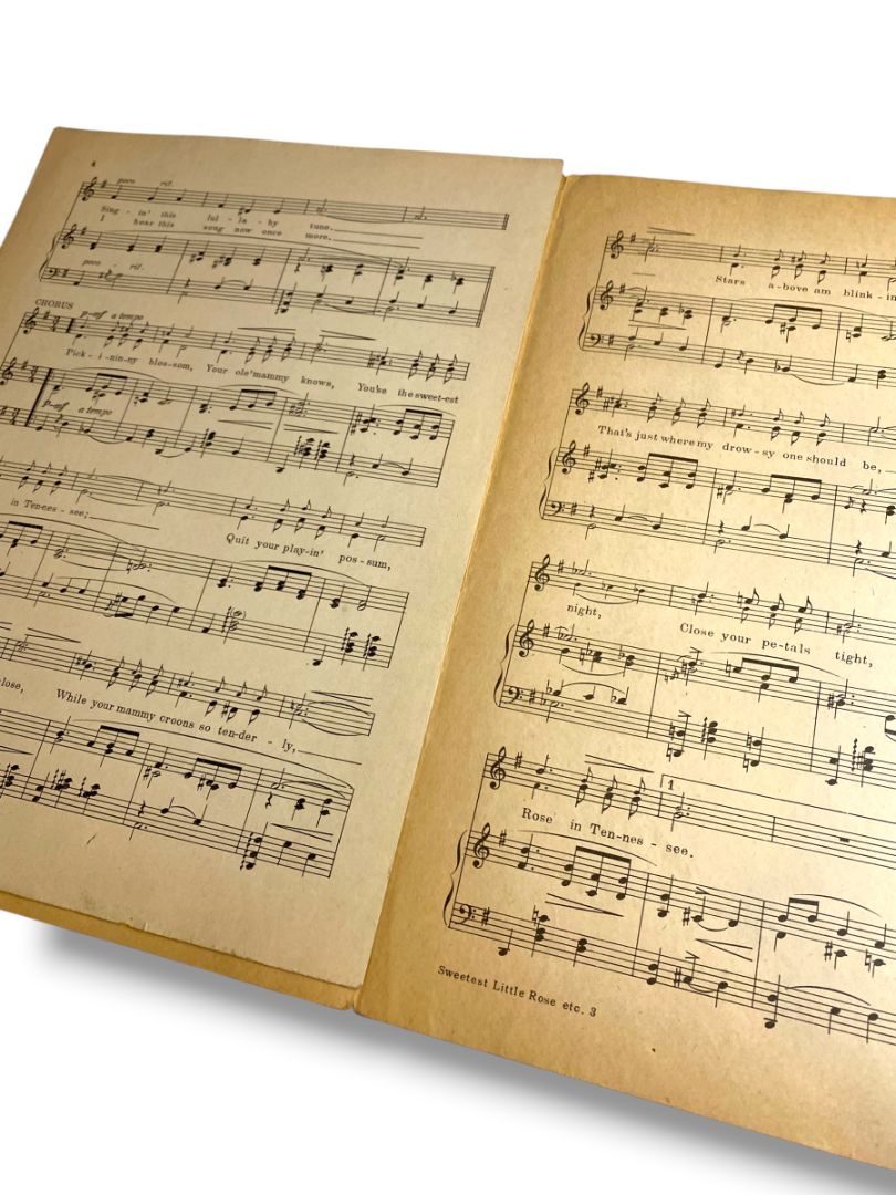 1923 Sweetest Little Rose in Tennesee Sheet Music A Lullaby by Cal De Voll