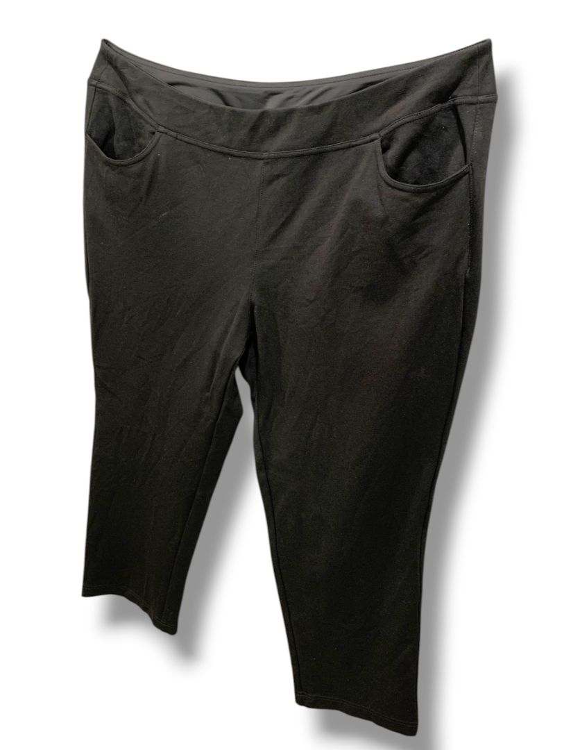 Size 20WP Belle Kim Gravel Petite Womens Plus Size Black Crop Pull On Chino