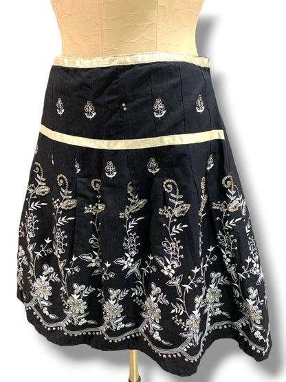 Size 14 Torrid New A-Line Sequin Embellished Black Skirt White Floral