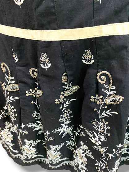 Size 14 Torrid New A-Line Sequin Embellished Black Skirt White Floral