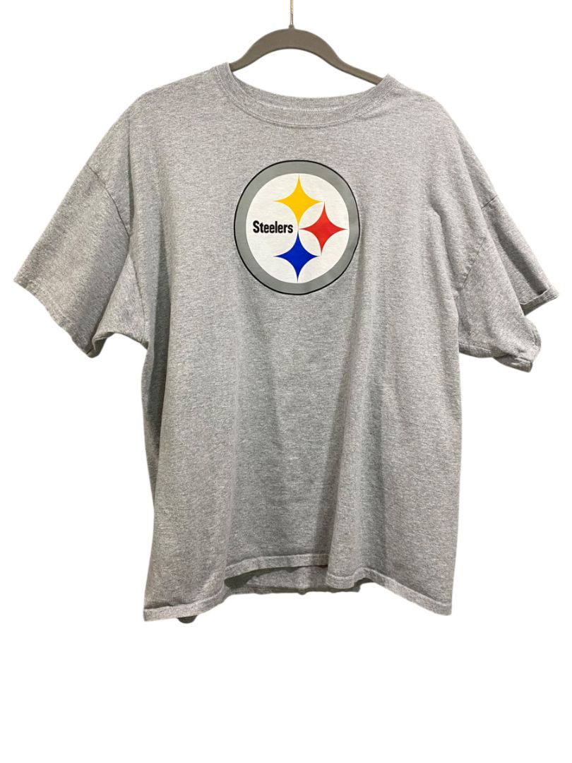 Size 2XL NFL Team Apparel Mens Pittsburgh Steelers Tshirt Gray