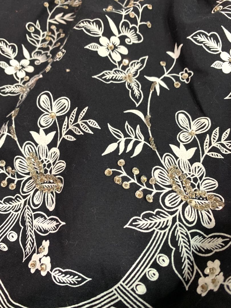 Size 14 Torrid New A-Line Sequin Embellished Black Skirt White Floral