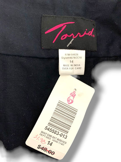 Size 14 Torrid New A-Line Sequin Embellished Black Skirt White Floral