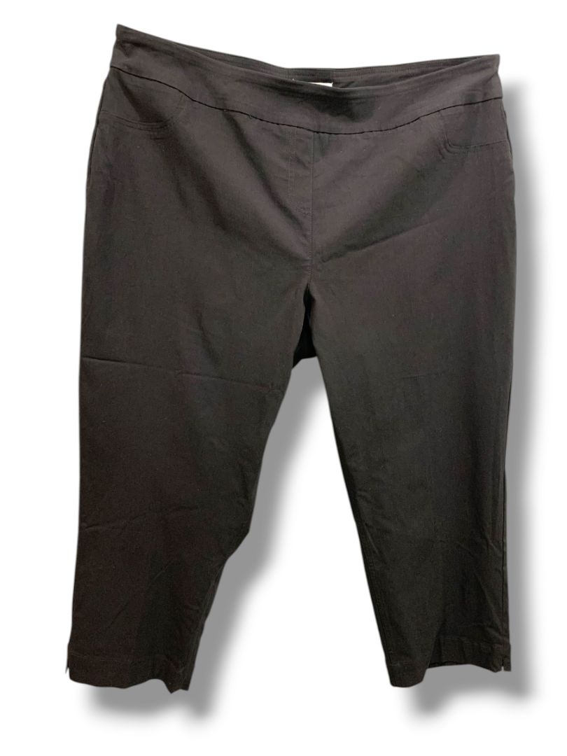 Size 22W Coldwater Creek Womens Plus Size Pull On Black Pants Stretch Crop