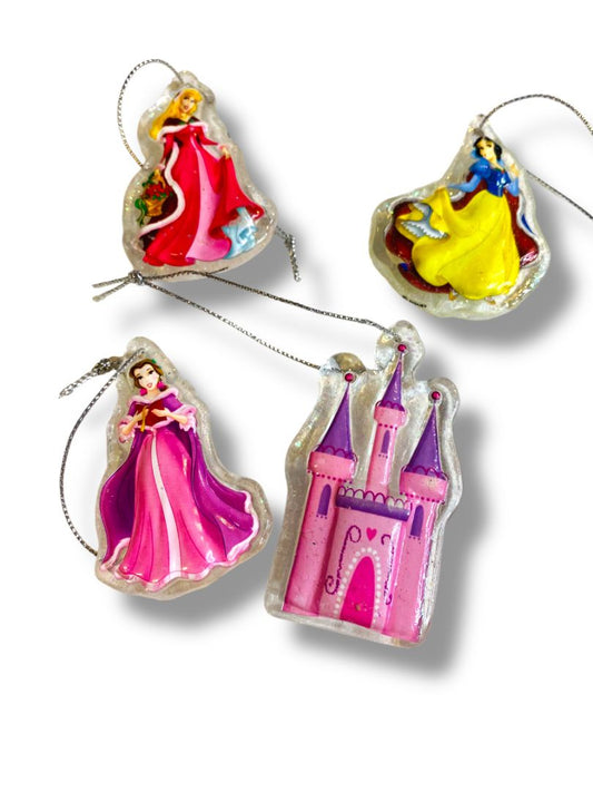 Disney Set of 4 Princess Castle Christmas Ornaments 3" Acrylic