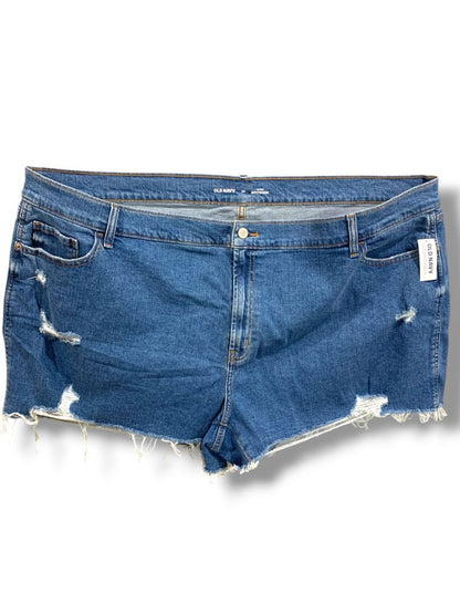 Size 26 Old Navy New Womens Plus Size Distressed Raw Hem Jean Shorts Mid-Rise Boyfriend