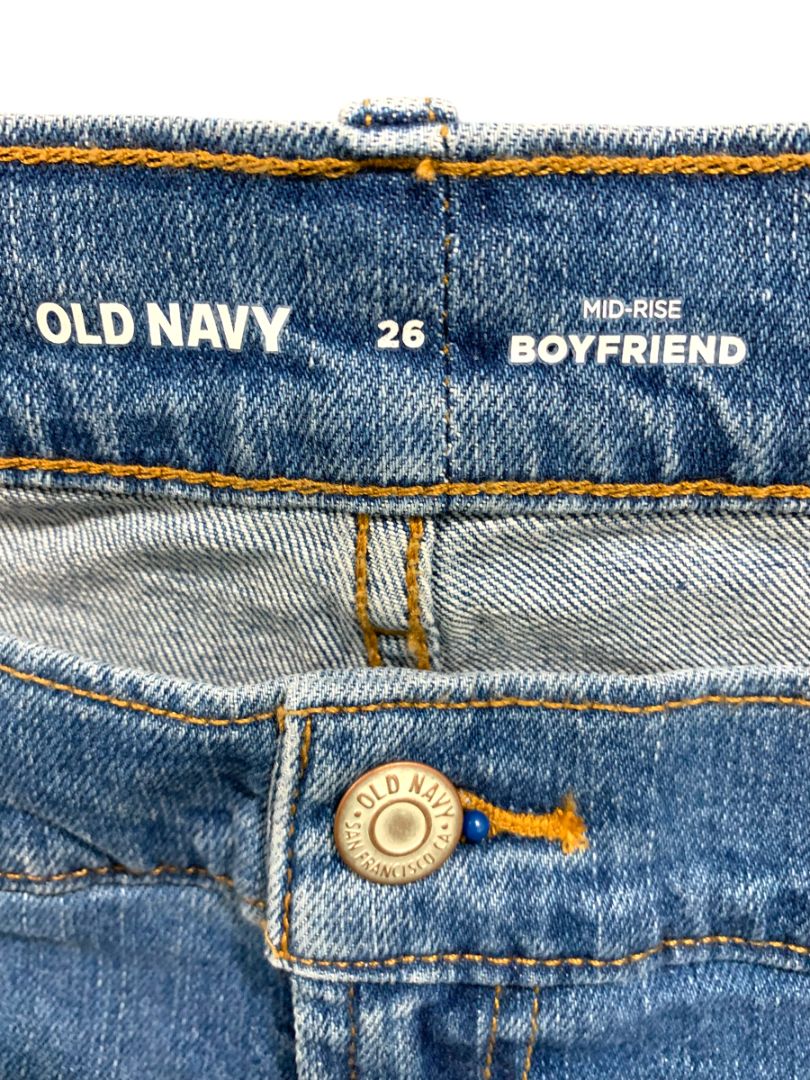 Size 26 Old Navy New Womens Plus Size Distressed Raw Hem Jean Shorts Mid-Rise Boyfriend