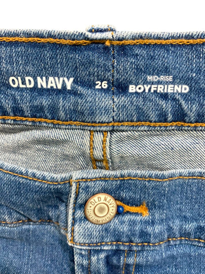 Size 26 Old Navy New Womens Plus Size Distressed Raw Hem Jean Shorts Mid-Rise Boyfriend