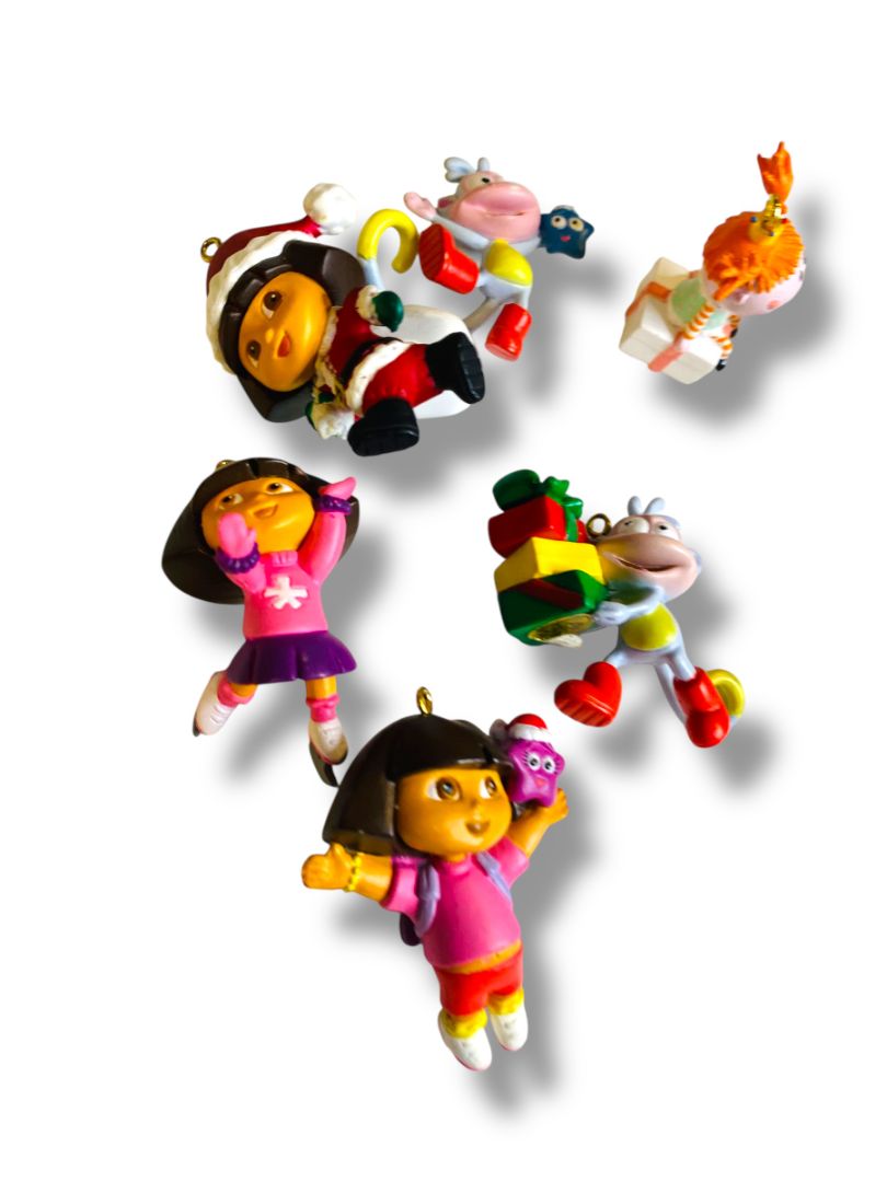 Set of 9 Mini Christmas Ornaments Dora the Explorer Vinyl 1.5"