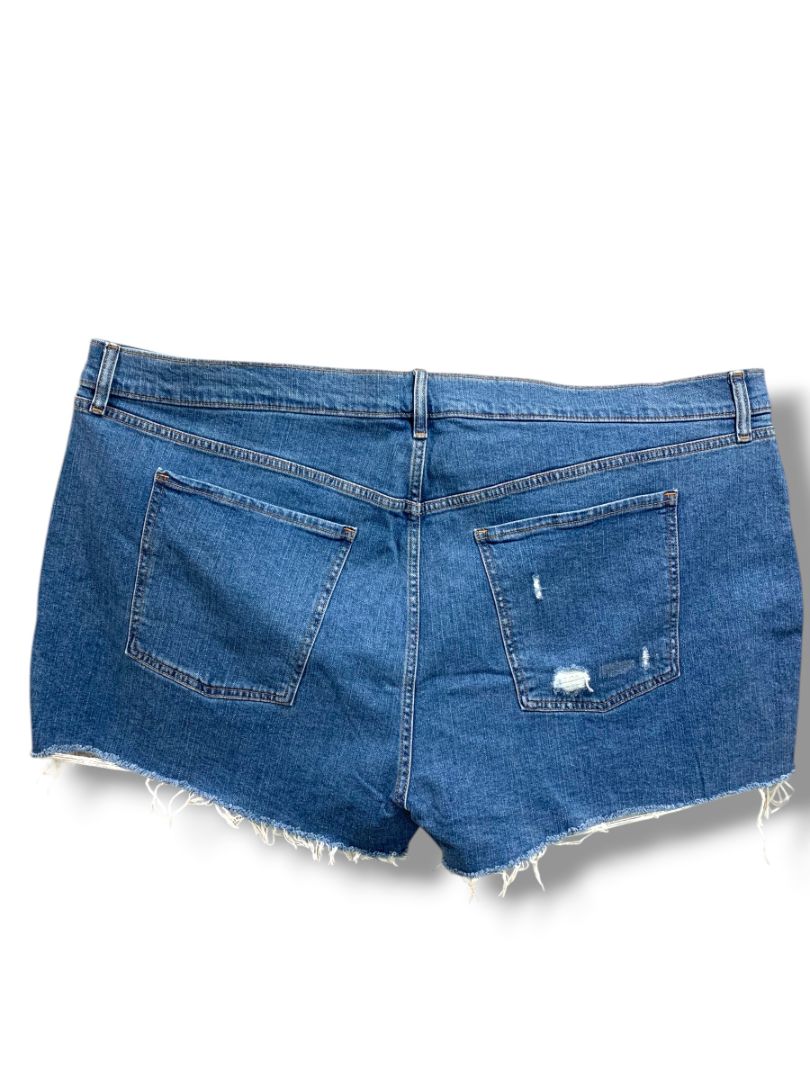 Size 26 Old Navy New Womens Plus Size Distressed Raw Hem Jean Shorts Mid-Rise Boyfriend