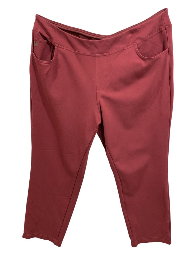 Size 22WP Belle by Kim Gravel Womens Burgundy Pull On Pants Ponte Knit