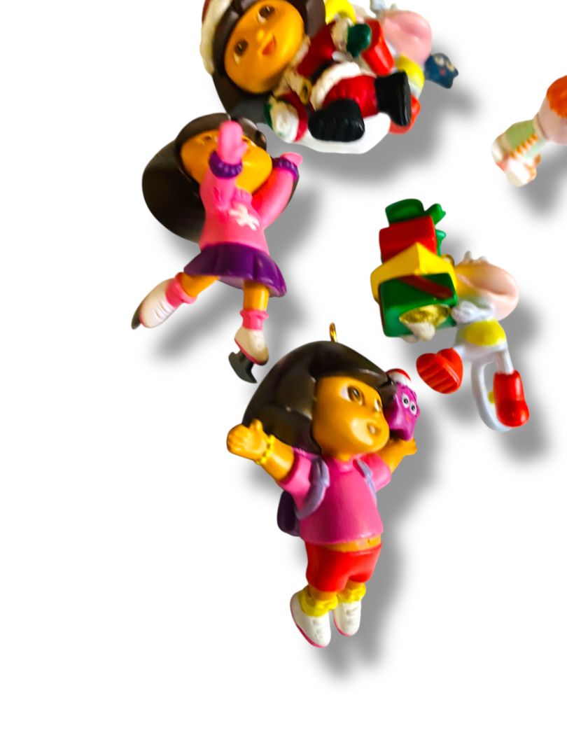 Set of 9 Mini Christmas Ornaments Dora the Explorer Vinyl 1.5"