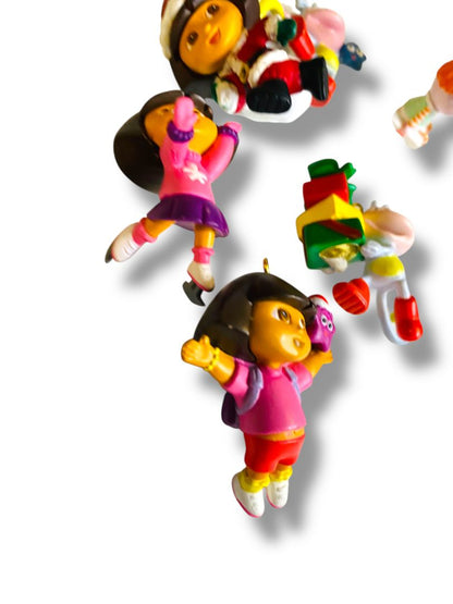 Set of 9 Mini Christmas Ornaments Dora the Explorer Vinyl 1.5"
