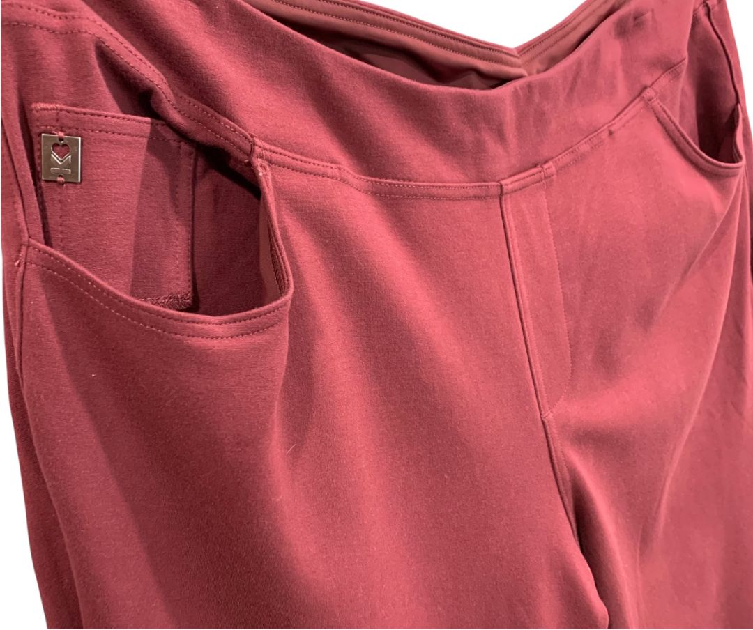Size 22WP Belle by Kim Gravel Womens Burgundy Pull On Pants Ponte Knit
