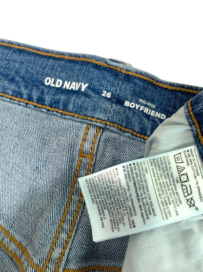 Size 26 Old Navy New Womens Plus Size Distressed Raw Hem Jean Shorts Mid-Rise Boyfriend