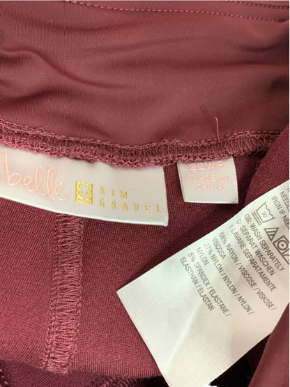 Size 22WP Belle by Kim Gravel Womens Burgundy Pull On Pants Ponte Knit