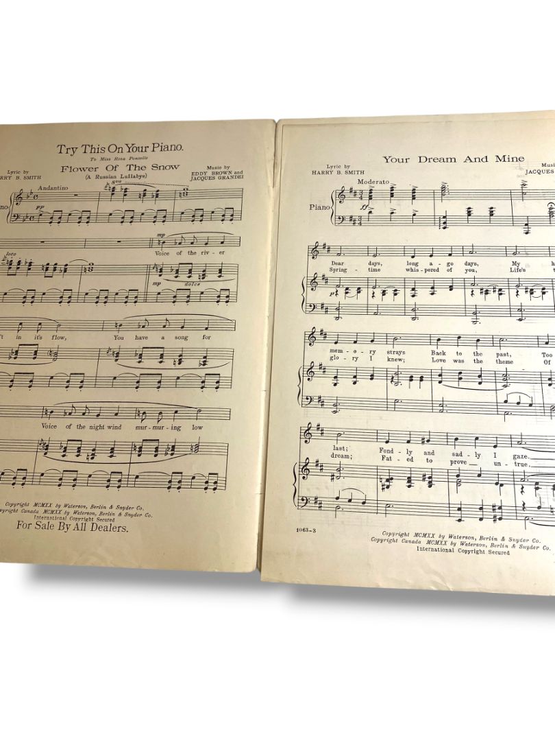 1920 Your Dream and Mine Song Sheet Music Smith Grandei Waterson Berlin & Snyder