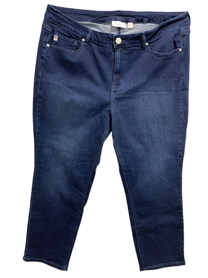 Size 16WP Belle by Kim Gravel Womens Dark Wash Jeans Stretch Denim Crop