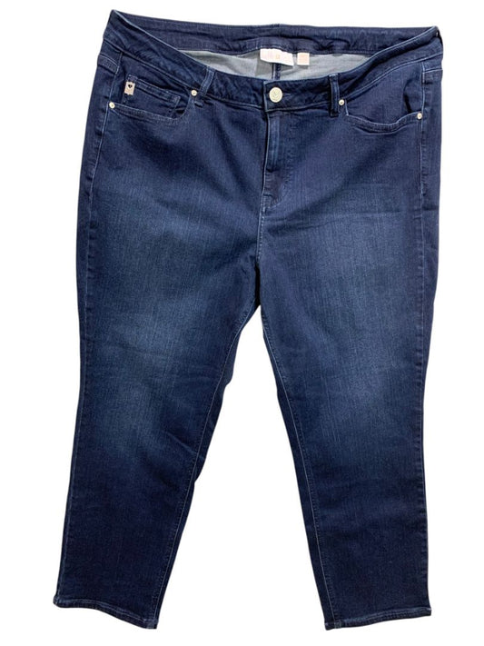 Size 16WP Belle by Kim Gravel Womens Dark Wash Jeans Stretch Denim Crop