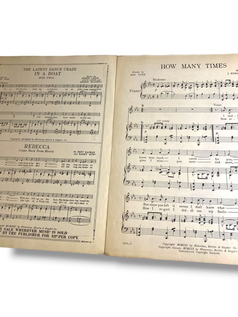 1921 How Many Times Sheet Music Turk and Robinson Series Waterson Berlin & Snyder