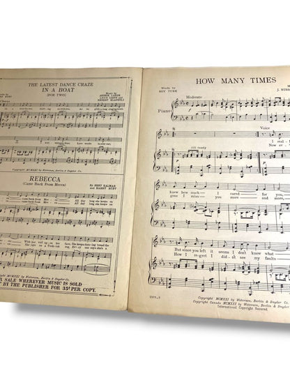 1921 How Many Times Sheet Music Turk and Robinson Series Waterson Berlin & Snyder