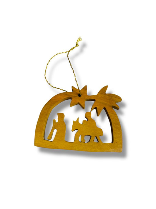 Wooden Lasercut Christmas Ornament Flight to Bethlehem 2.25"
