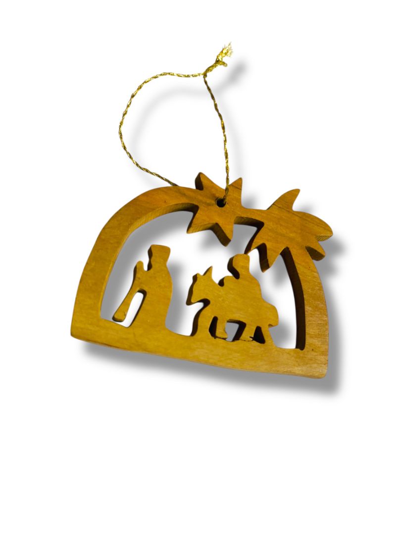 Wooden Lasercut Christmas Ornament Flight to Bethlehem 2.25"