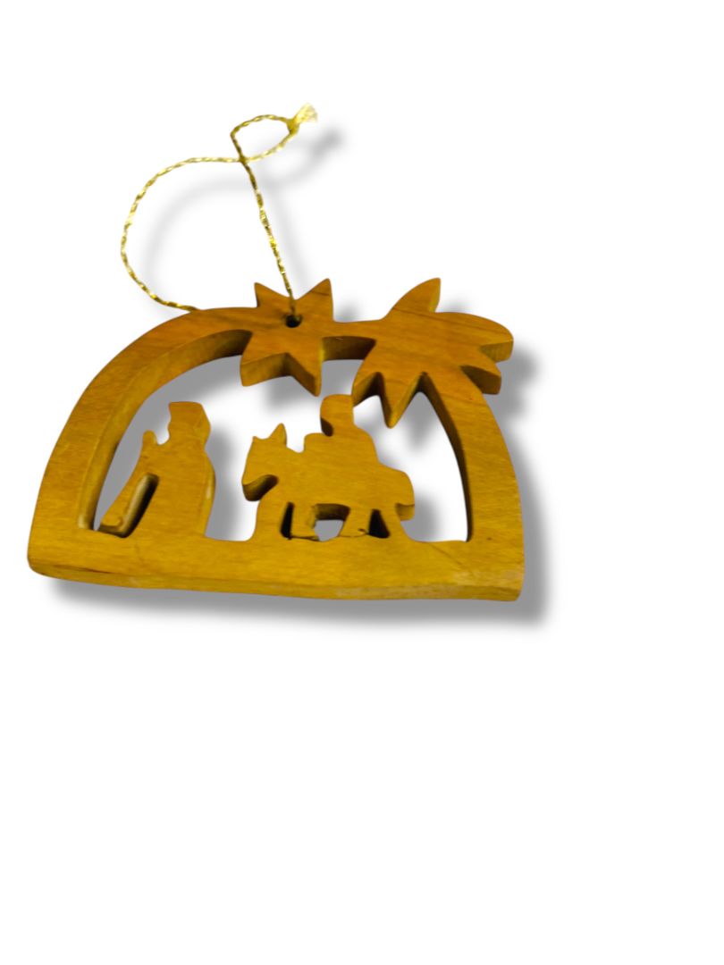Wooden Lasercut Christmas Ornament Flight to Bethlehem 2.25"