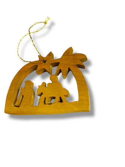 Wooden Lasercut Christmas Ornament Flight to Bethlehem 2.25"