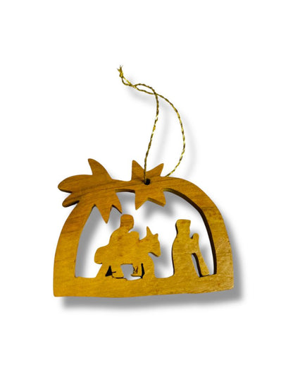 Wooden Lasercut Christmas Ornament Flight to Bethlehem 2.25"