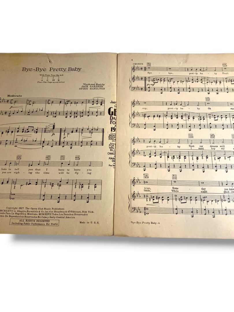 1927 Bye-Bye, Pretty Baby Sheet Music Gardner Hamilton Shapiro Bernstein & Co