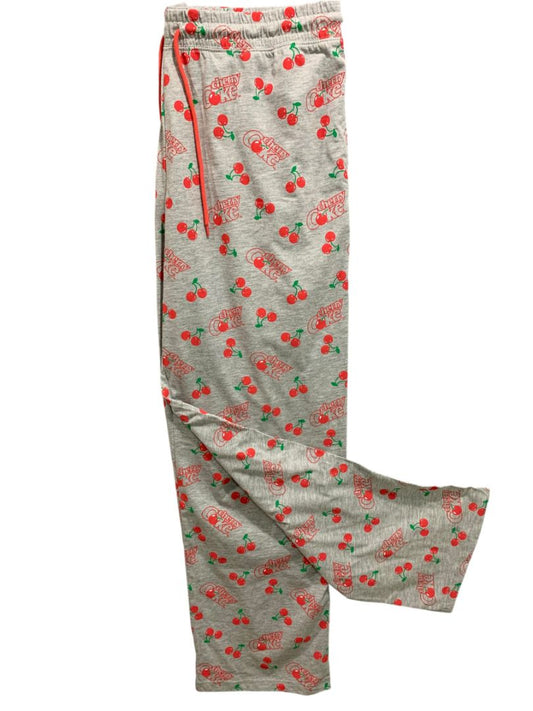 Size 1X Coca-Cola Womens New Heathered Gray PJ Lounge Pants Cherry Coke